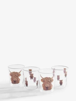 Outlet Next Set of 4 Clear Hamish the Highland Cow Tumblers