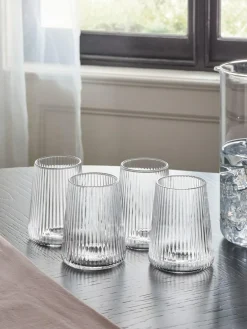 Next Set of 4 Clear Hollis Angular Set of 4 Short Tumbler Glasses^ Glassware