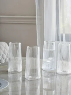 Outlet Next Set of 4 Clear Hollis Angular Set of 4 Tall Tumbler Glasses