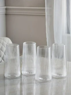 Outlet Next Set of 4 Clear Hollis Angular Set of 4 Tall Tumbler Glasses