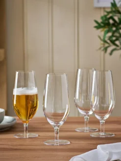 Hot Next Set of 4 Clear Nova Footed Pint Beer Glasses