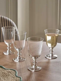 Online Next Set of 4 Clear Pressed Stem Wine Glasses