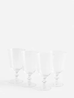 Online Next Set of 4 Clear Pressed Stem Wine Glasses