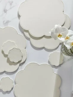 Next Set of 4 Cream Flower Faux Leather Placemats and Coasters^ Table Linen, Placemats & Coasters