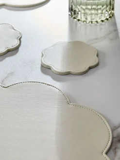 Next Set of 4 Cream Flower Faux Leather Placemats and Coasters^ Table Linen, Placemats & Coasters