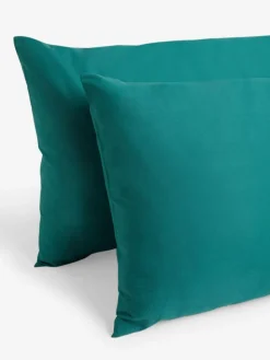 Next Set of 2 Dark Teal Cotton Rich Pillowcases^ Bedsheets & Pillow Cases