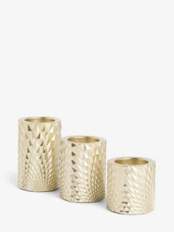 Clearance Next Set of 3 Gold Hex Tiered Tea Light Candle Holders