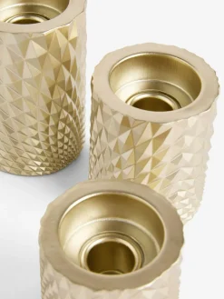 Clearance Next Set of 3 Gold Hex Tiered Tea Light Candle Holders