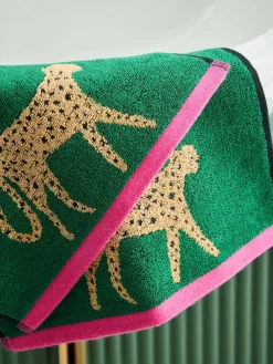 Sale Next Set of 2 Green Cheetah Print 100% Cotton Face Cloths