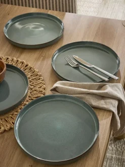 Next Set of 4 Green Dalton Dinner Plates^ Dinner Sets & Pasta Bowls