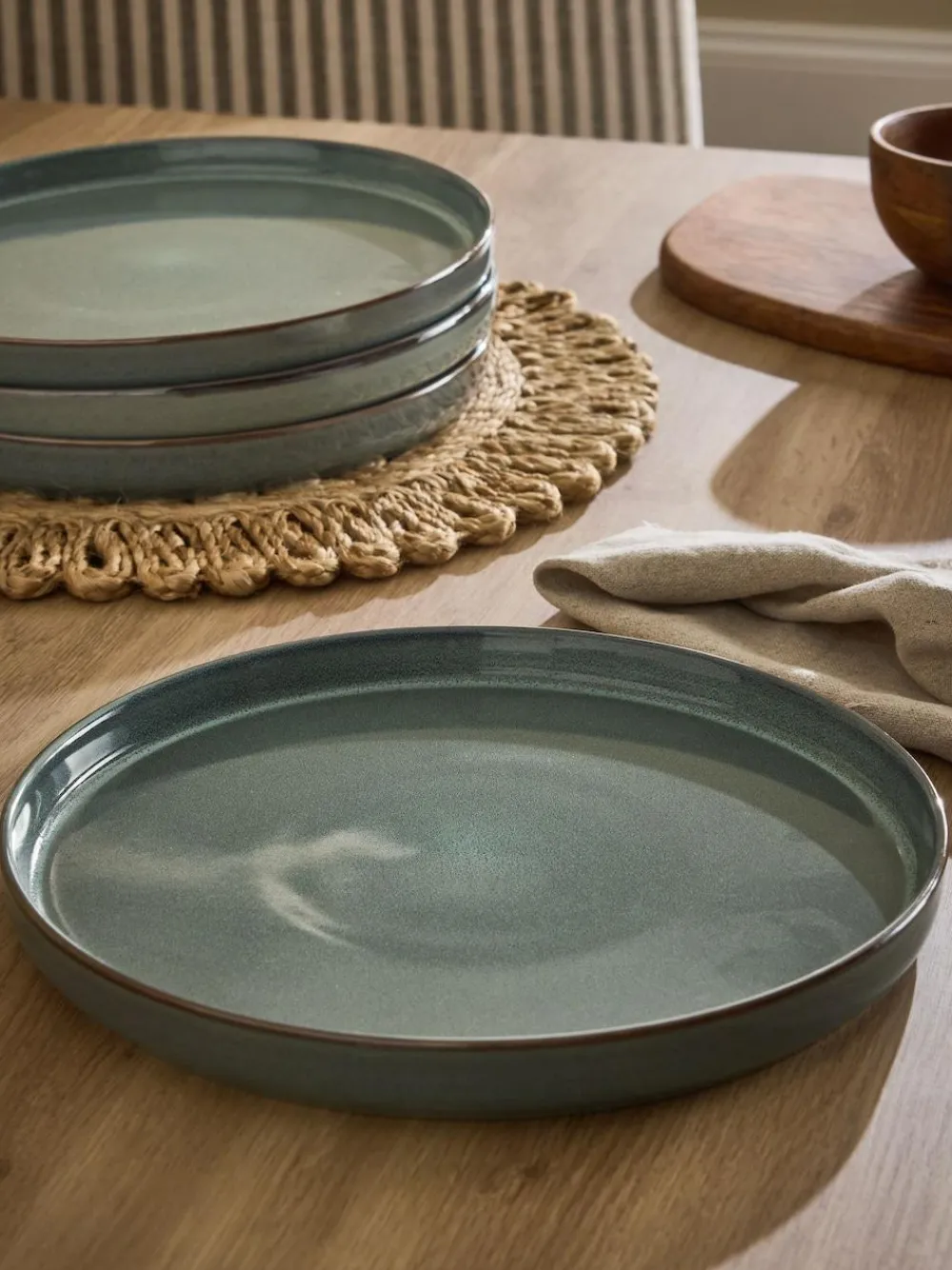 Next Set of 4 Green Dalton Dinner Plates^ Dinner Sets & Pasta Bowls