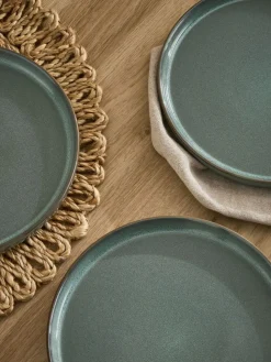 Next Set of 4 Green Dalton Side Plates^ Dinner Sets & Pasta Bowls