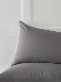 Online Next Set of 2 Grey Charcoal Cotton Rich Pillowcases