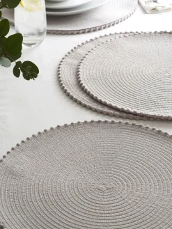 Best Next Set of 4 Pom Pom Placemats Grey