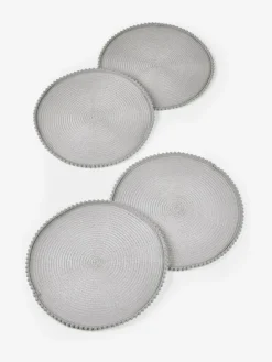 Best Next Set of 4 Pom Pom Placemats Grey