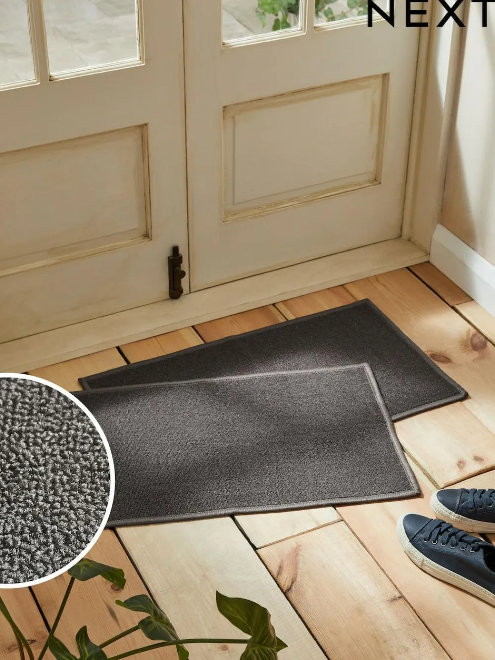 Outlet Next Set of 2 Grey Washable Doormats