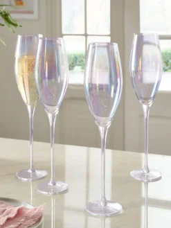 Next Set of 4 Iridescent Vienna Crystal Champagne Flutes