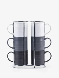 Next Set of 6 Monochrome Bronx Stacking Mugs^ Mugs & Cups