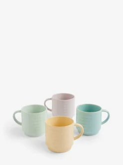 Sale Next Set of 4 Multi Pastel Ribbed Stacking Mugs