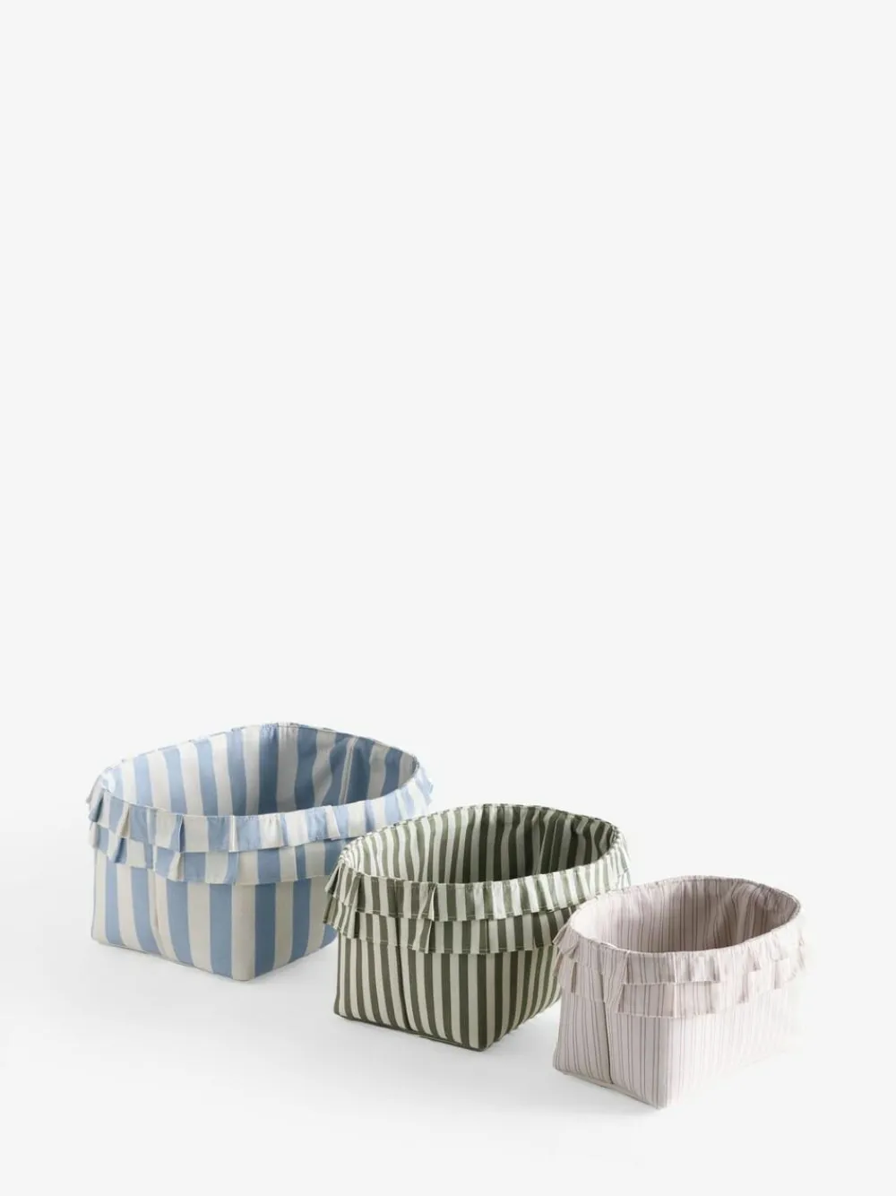 Next Set of 3 Multi Ruffle Striped Storage Baskets^ Storage & Organisation