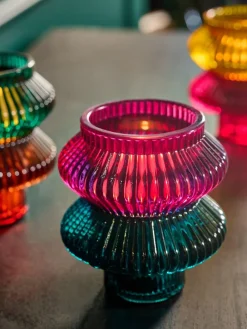 Best Next Set of 3 Multicolour Glass Tea Light and Taper Candle Holders
