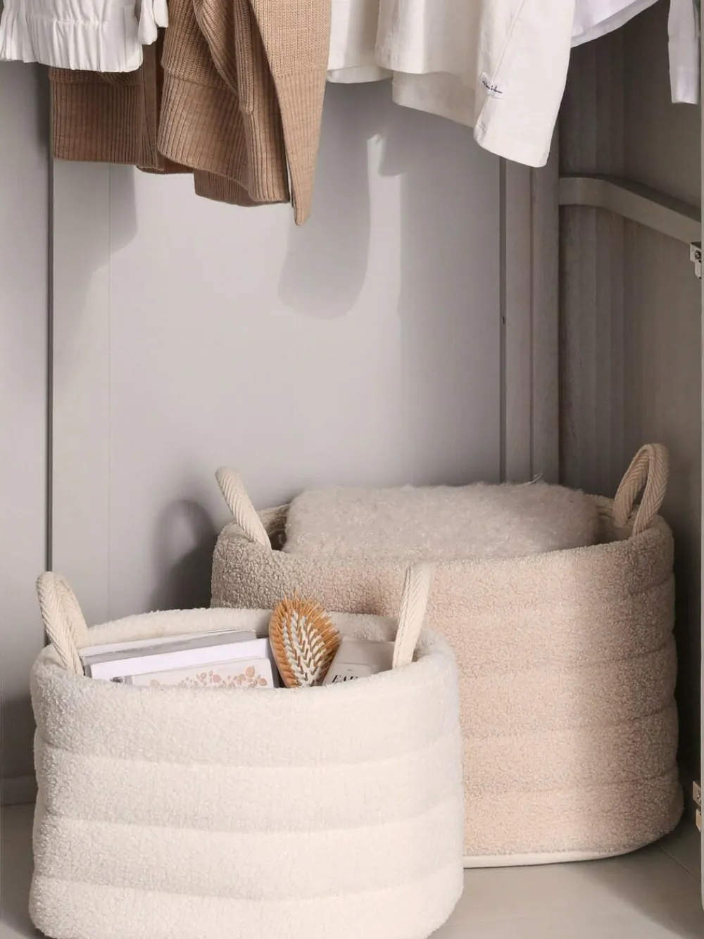 Next Set of 2 Natural and Cream Boucle Storage Baskets^ Storage & Organisation