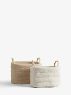 Next Set of 2 Natural and Cream Boucle Storage Baskets^ Storage & Organisation