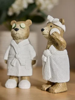 Next Set of 2 Natural Bertie Bear Spa Ornaments^ Ornaments|Bathroom Accessories