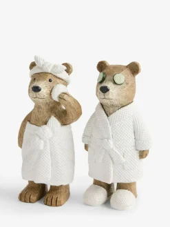 Next Set of 2 Natural Bertie Bear Spa Ornaments^ Ornaments|Bathroom Accessories