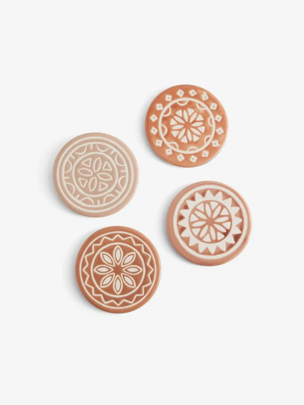 Next Set of 4 Natural Farah Geo Ceramic Coasters