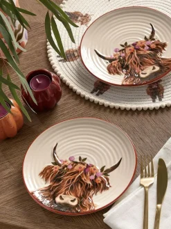Outlet Next Set of 2 Natural Hamish The Highland Cow Side Plates