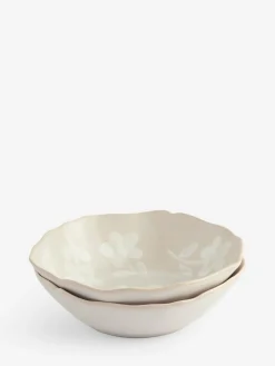 Outlet Next Set of 2 Natural Hand Painted Floral Pasta Bowls