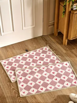 Next Set of 2 Natural Washable Heart Print Doormats^ Rugs & Runners