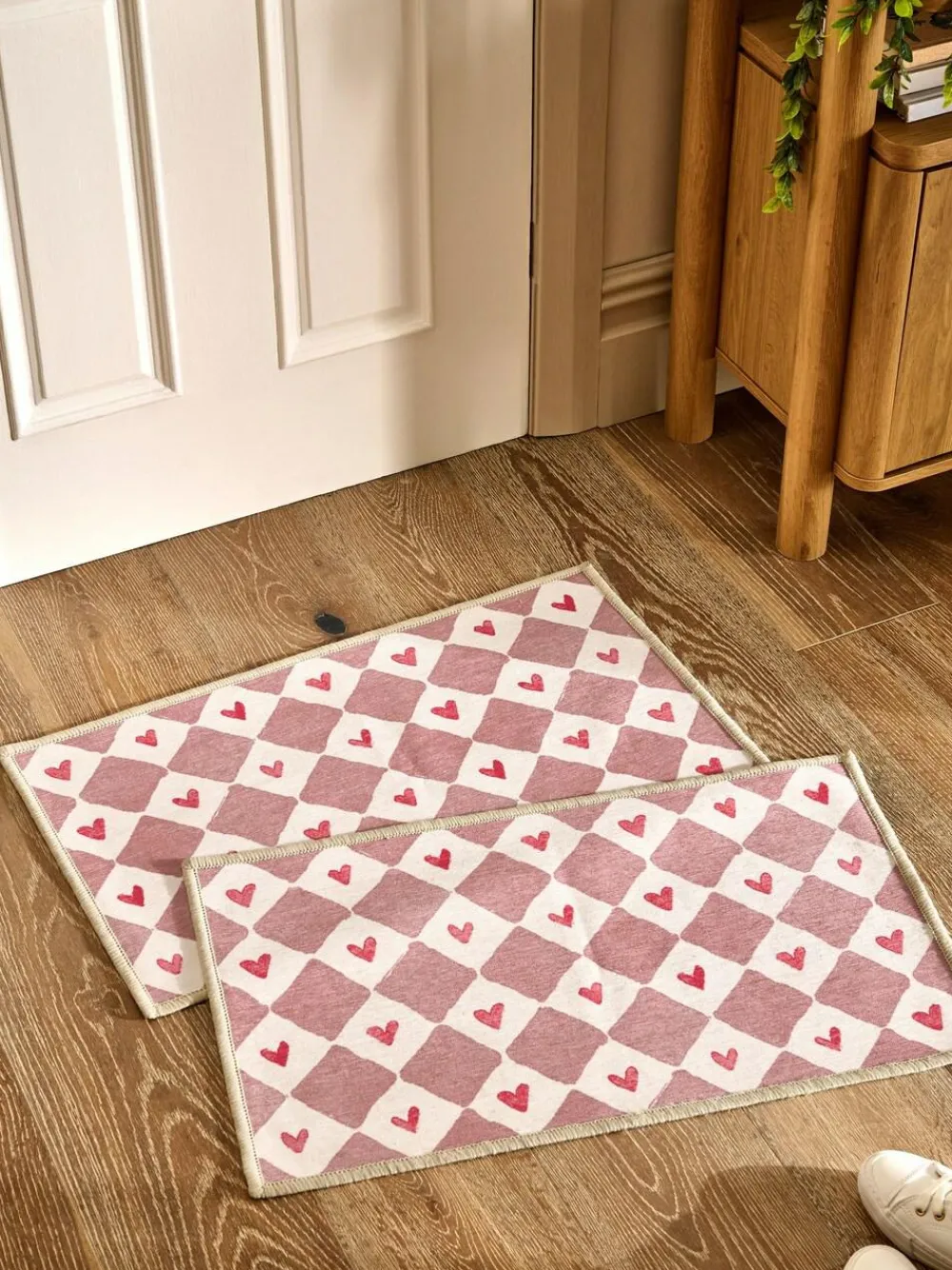 Next Set of 2 Natural Washable Heart Print Doormats^ Rugs & Runners