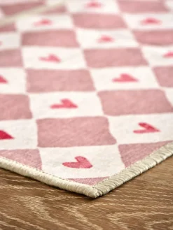 Next Set of 2 Natural Washable Heart Print Doormats^ Rugs & Runners