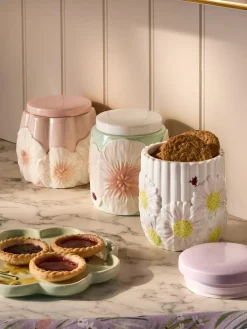 Outlet Next Set of 3 Pastel Lila Floral Storage Jars