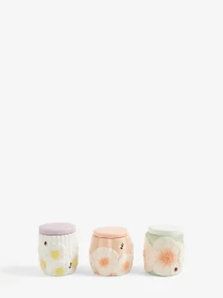 Outlet Next Set of 3 Pastel Lila Floral Storage Jars