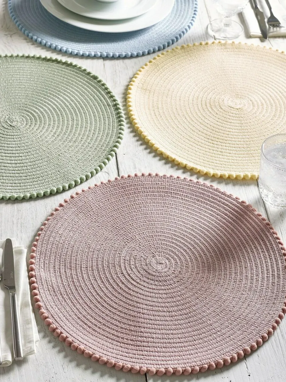 Next Set of 4 Pom Pom Placemats^ Table Linen, Placemats & Coasters