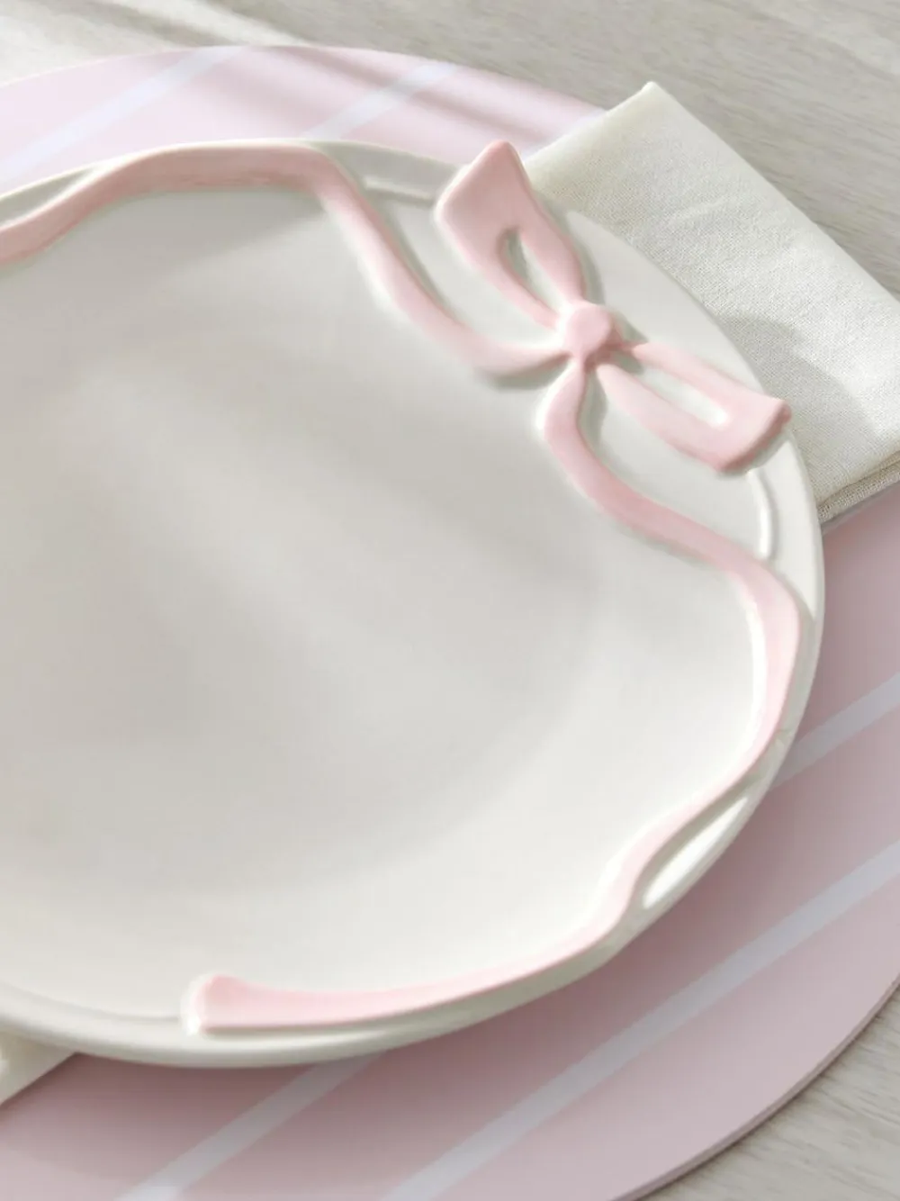 Next Set of 2 Pink and White Bow Side Plates^ Dinner Sets & Pasta Bowls