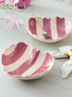 Clearance Next Set of 2 Pink and White Heart Pasta Bowls