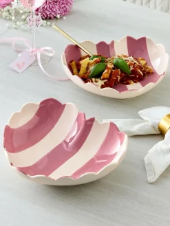 Clearance Next Set of 2 Pink and White Heart Pasta Bowls