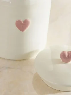 Next Set of 3 Pink Heart Ceramic Storage Jars^ Storage & Organisation