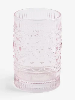 Next Set of 2 Pink Heart Pressed Tumbler Glasses^ Glassware
