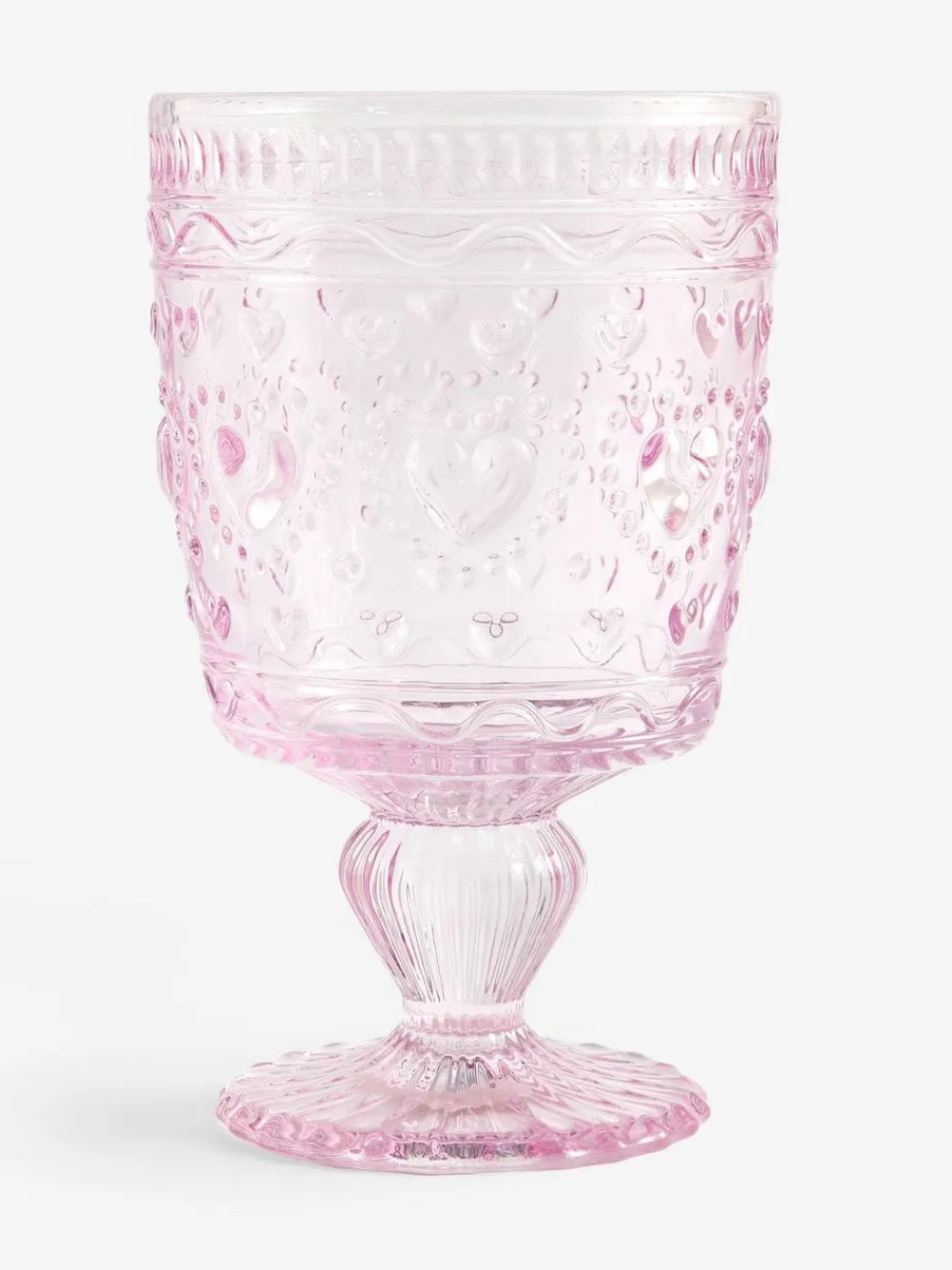 Next Set of 2 Pink Heart Pressed Wine Glasses^ Glassware