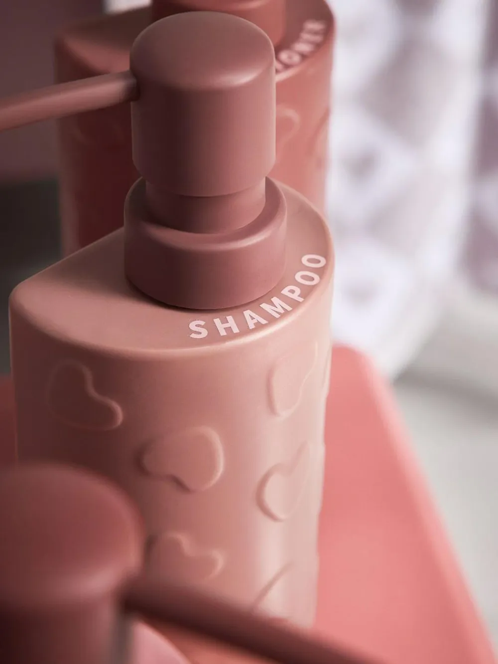 Next Set of 3 Pink Heart Reusable Dispenser Bottle^ Bathroom Accessories