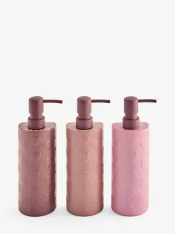 Next Set of 3 Pink Heart Reusable Dispenser Bottle^ Bathroom Accessories
