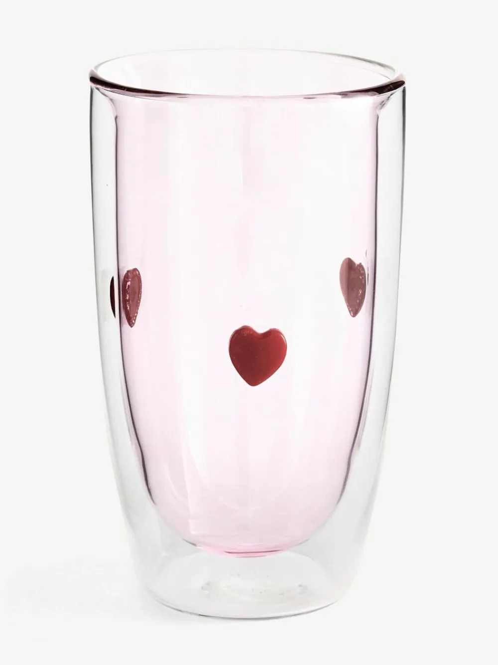 Hot Next Set of 2 Double Walled Tumbler Glasses Pink Hearts