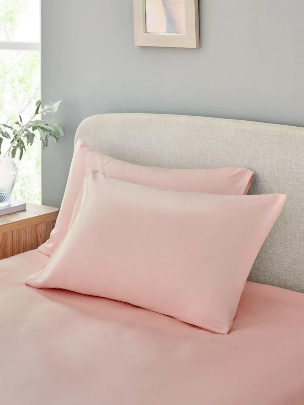 Next Set of 2 Pink Non Iron Simply Soft Housewife Pillowcases^ Bedsheets & Pillow Cases