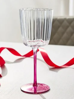 Online Next Set of 2 Pink Scalloped Heart Wine Glasses