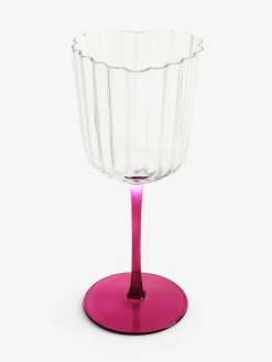 Online Next Set of 2 Pink Scalloped Heart Wine Glasses